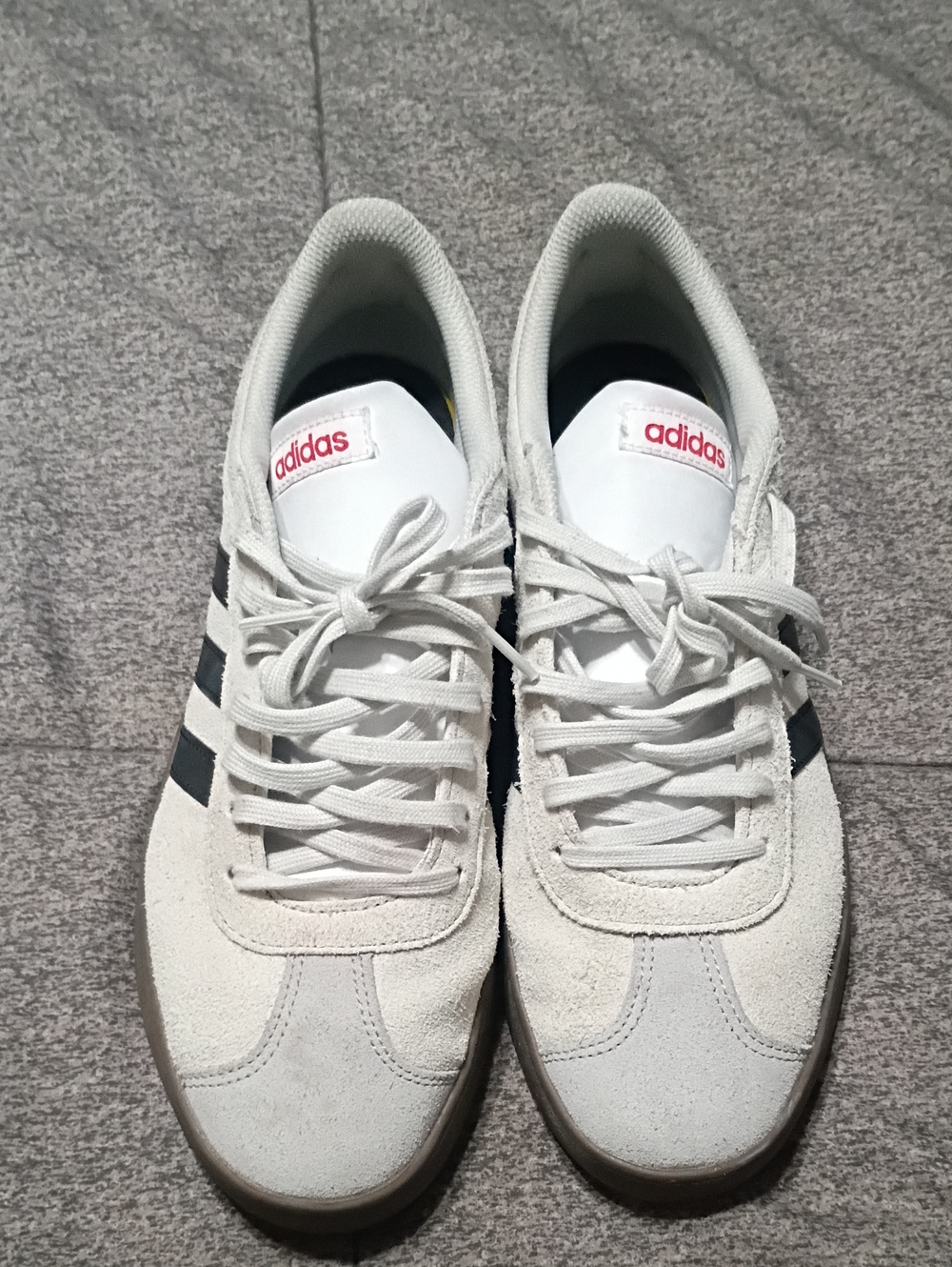 adidas White and Black Low-Top Suede Sneakers